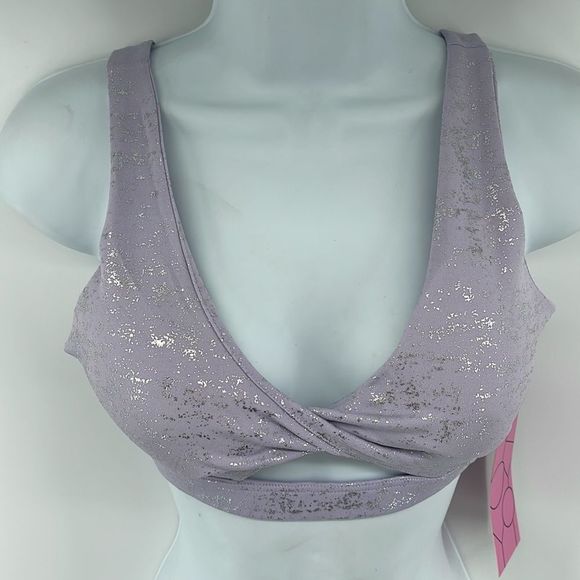 Kyoyo lilac silver twist front sports bra yoga bralette NEW small - Picture 3 of 11